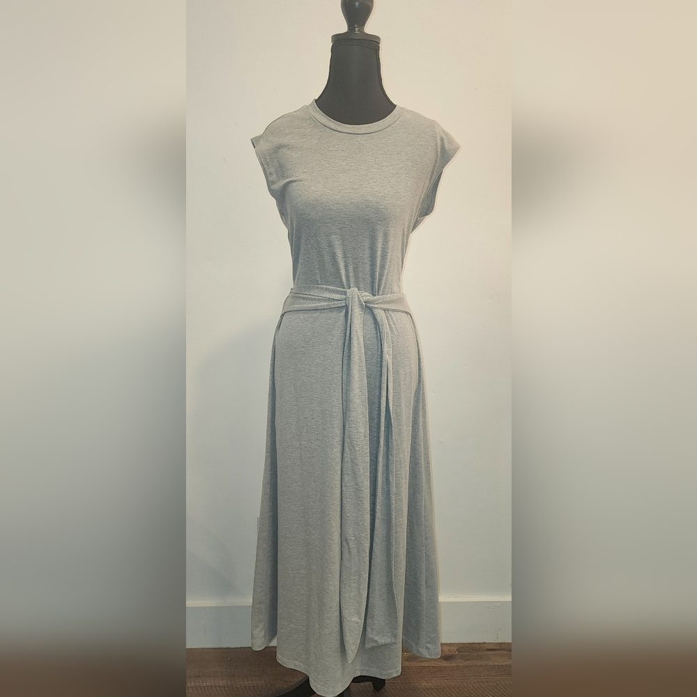 Gray Sleeveless Crew Neck Maxi Sundress